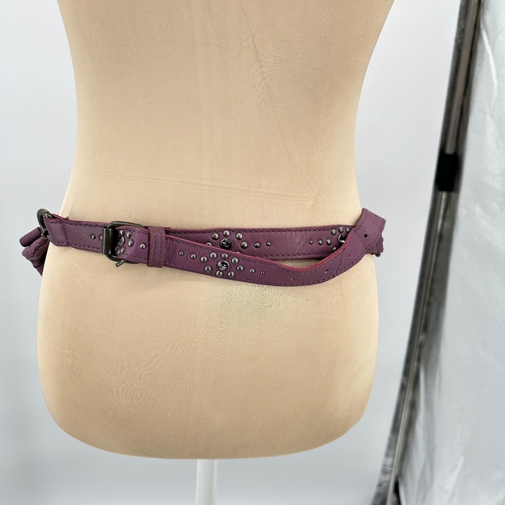 Free People Purple Goat Leather Studded Chain Belt Bag Fanny Pack Womens - Picture 7 of 11